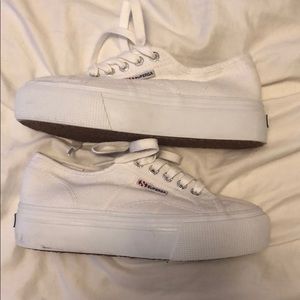 SUPERGA WHITE PLATFORM SNEAKERS SIZE 36
